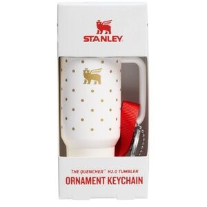NWT Stanley Tumbler Christmas Ornament/Keychain in Frost Polka Dot